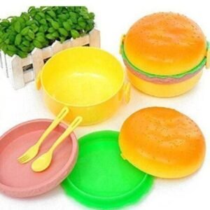 "Cute Burger Shape Lunch Box for Kids - School Tiffin Box for Boys & Girls"