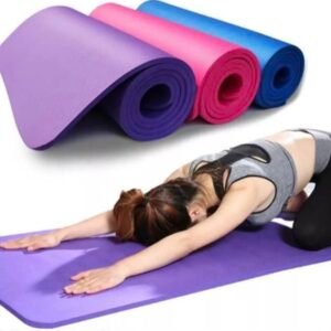 Eco-friendly 4mm EVA yoga mat in blue, showcasing a non-slip surface