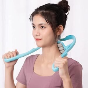 Neck roller massager with deep tissue trigger point design for pain relief.