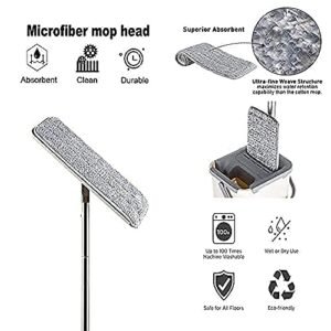 "Cleaning with hand-free microfiber mop"
