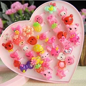 "36-Piece Cute Cartoon Finger Rings Set for Girls"