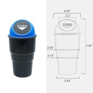 Mini trash can for car use with swing lid open