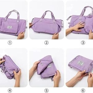 Woman holding a stylish foldable duffel bag