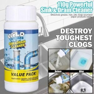 Automatic toilet cleaner powder for clog removal.