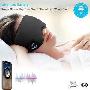 Wireless sleep mask with Bluetooth 5.2 for clear sound and handsfree calls.