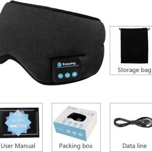 Bluetooth sleep mask with built-in speakers and noise-canceling features.