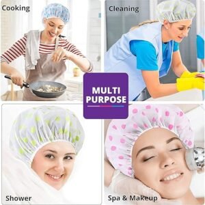 Spa shower cap with waterproof design for hair protection.
