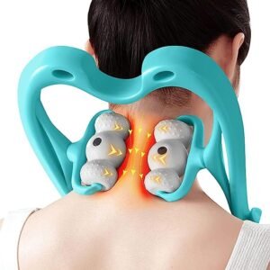 Deep tissue massager in use on shoulder with heat function.