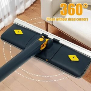 "Self-wringing mop cleaning bathroom tiles"