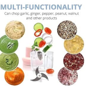 Rechargeable mini food processor perfect for chopping fruit and vegetables.