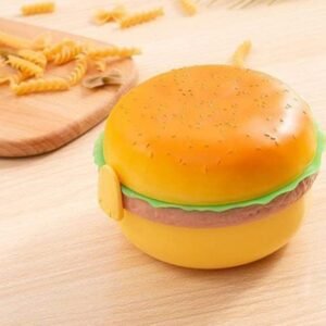 Front view of Burger Shape Lunch Box for Kids with compartments