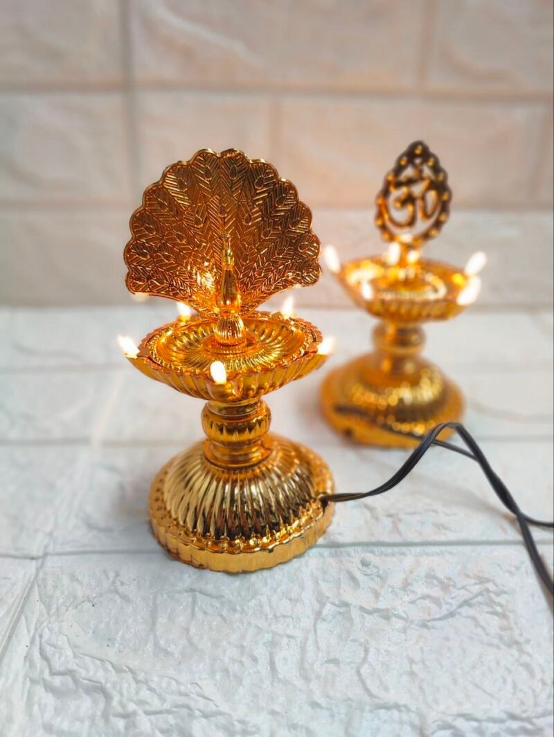 Battery-operated flameless LED Diya for Pooja and festivals