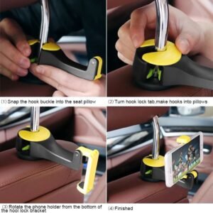 Close-up of durable Universal Car Headrest Hooks"