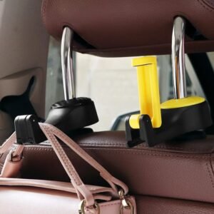 Universal Car Headrest Hook holding grocery bags"