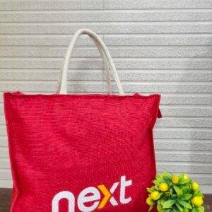 Eco-Friendly Jute Zipper Reusable Shopping Bag Front View