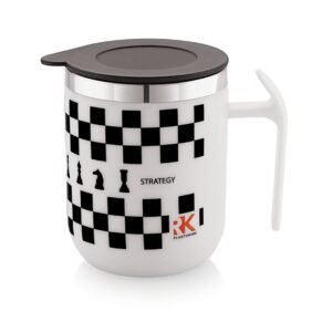 White Stainless Steel Coffee Mug with Handle and Leakproof Lid