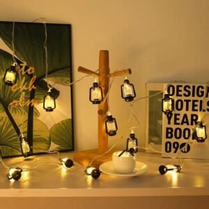 Colorful LED lantern string lights decorating a home for Diwali festivities"