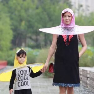 Folded waterproof umbrella hat for kids.