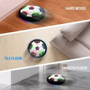 LED lights illuminating a hover soccer ball at night