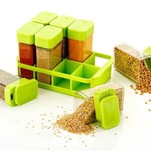 8 pieces of airtight spice jars with a tray, perfect for organizing spices in the kitchen.