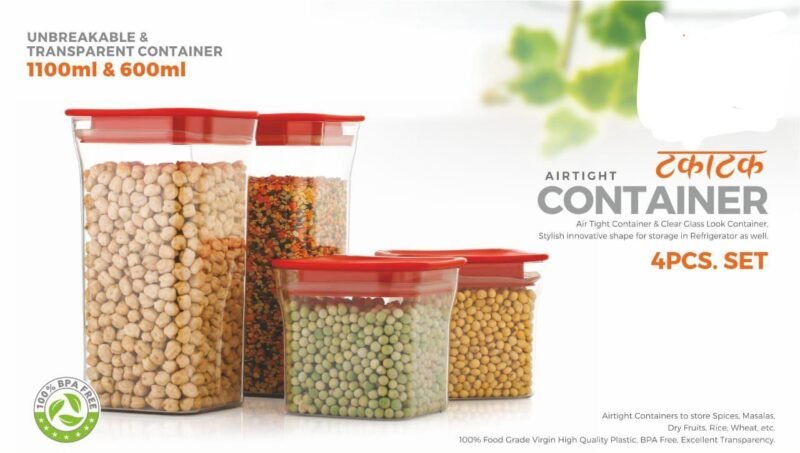 Airtight Taka Taka Kitchen Storage Container Set displayed in a bright kitchen