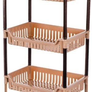 "3 Tier Plastic Storage Cart with wheels front view"