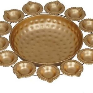 "Diya-shaped decorative item with floral details for Indian celebrations"