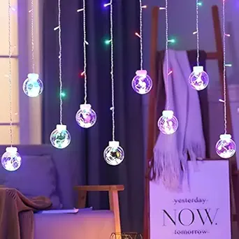 Overview of Multi Colour Wishing Ball Lights 6 + 6 Multi Colour Wishing Ball Light Ring Curtain Lights