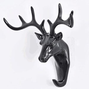Deer head hook displaying multiple items like keys and hats