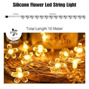 Flower LED string lights used as wedding decorations.