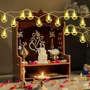 Warm glow LED diya lights enhancing decor