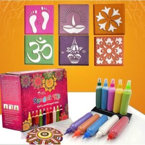 CraftVatika Rangoli Colour Powder Tube Kit with Stencil