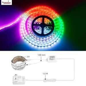 "USB-powered RGB LED light strip with power supply"