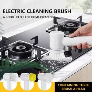 Electric 5-in-1 Rotating Brush with attachments for kitchen and bathroom cleaning