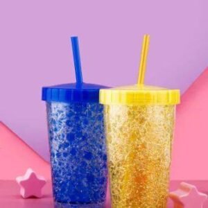 Jelly Sipper Water Bottle with Straw Aesthetic Freezer Mug for Adults