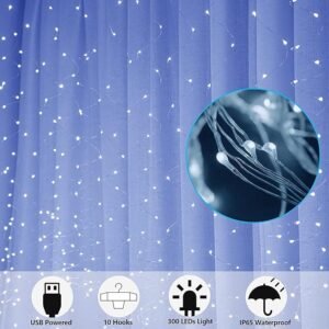 MIRADH 300 LED USB curtain fairy lights with remote control and adjustable brightness for home party decoration