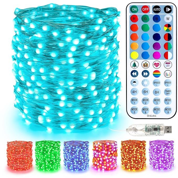 BrizLabs 33ft 100 LED color changing fairy lights BrizLabs 33ft 100 LED purple and orange color changing fairy lights with remote and USB timer control for home décor