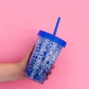 Aesthetic jelly sipper water bottle with straw and freezer mug fogger adapter for adults