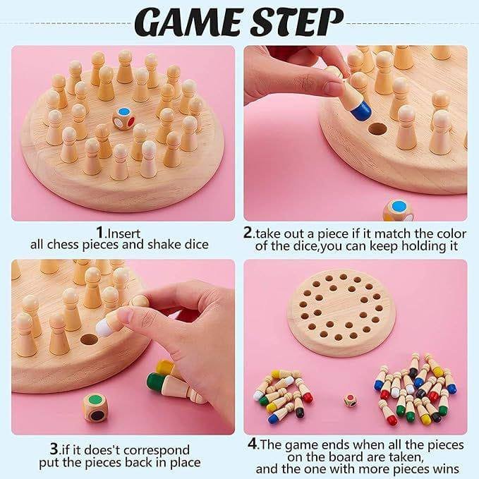 Wooden Memory Match Stick Chess Game Wooden memory match stick chess game with colorful pieces for kids’ brain development and strategic learning