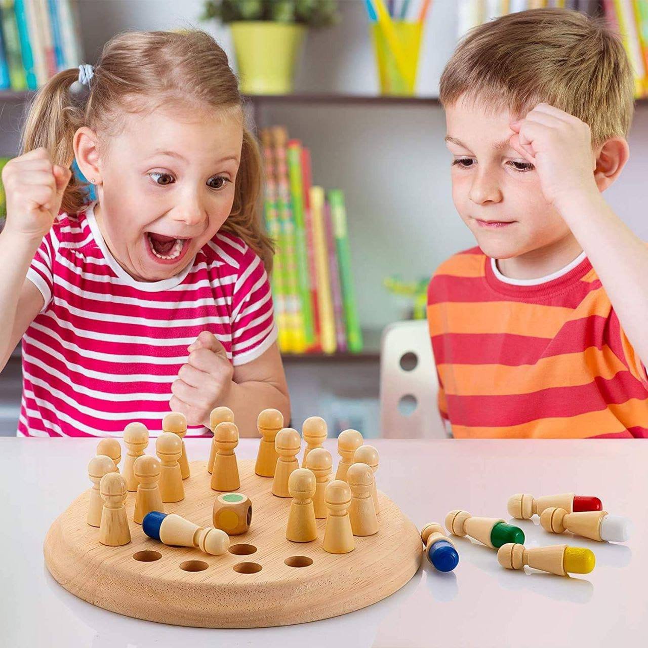 Wooden Memory Match Stick Chess Game Wooden memory match stick chess game with colorful pieces for kids’ brain development and strategic learning