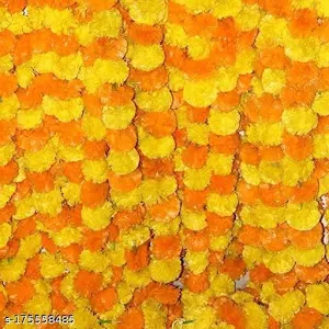 ALOUD CREATIONS 10Pc Marigold Toran 5ft Yellow & Orange Decoration