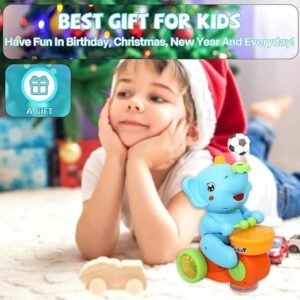 Interactive musician elephant toy with lights and music for toddlers, educational baby learning toy