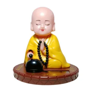 Solar-Powered Buddha Monk Statue