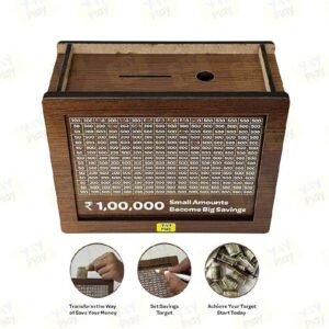₹100000 wooden money saving box