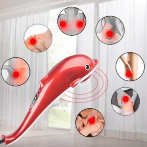 Dolphin Handheld Massager With Vibration|Massager Machine For Pain Relief|Body Massager|Massager Machine|Full Body Massage Machine With Infrared Therapy to Aid in Pain & Stress Relief (Red&White)