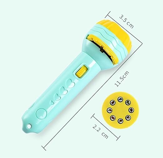 6 Slides 48 Patterns Mini Projector Torch Toy for Kids | Educational Projection Flashlight Night Light Learning Toy 6 Slides 48 Patterns Mini Projector Torch Toy with educational image projection, flashlight, and bedtime night light for kids.
