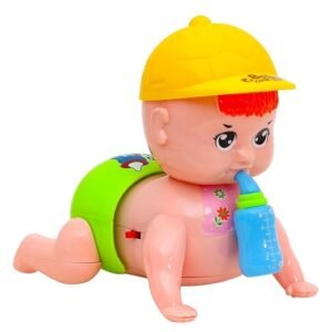 Interactive crawling baby musical toy with colorful lights, realistic movement, and sound effects for infants aged 6 months and above
