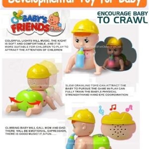 Interactive crawling baby musical toy with colorful lights, realistic movement, and sound effects for infants aged 6 months and above