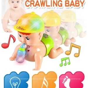 Interactive crawling baby musical toy with colorful lights, realistic movement, and sound effects for infants aged 6 months and above