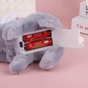 Interactive hopping bunny rabbit toy with sound, wiggling ears, twitching mouth and nose for babies, toddlers and preschool kids.